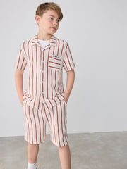 Baker by Ted Baker Textured Stripe Shirt T-Shirt and Shorts Set - Image 9 of 22