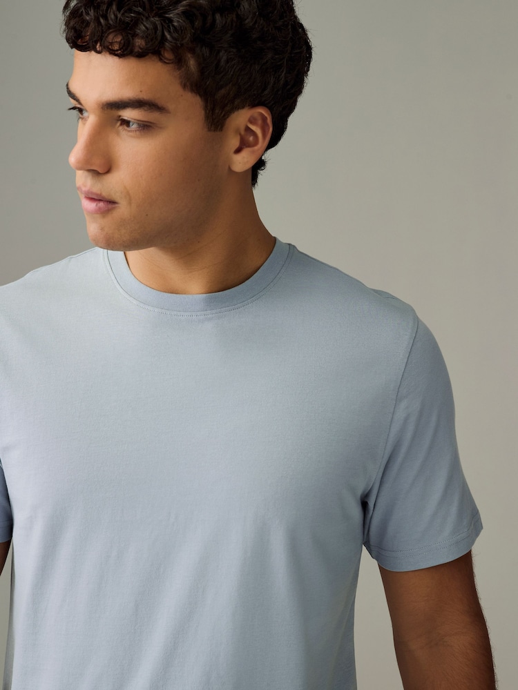 Ecru/Blue/Green/Neutral Mushroom/Grey/Stone Regular Fit Essential Cotton T-Shirts 6 Pack - Image 10 of 18
