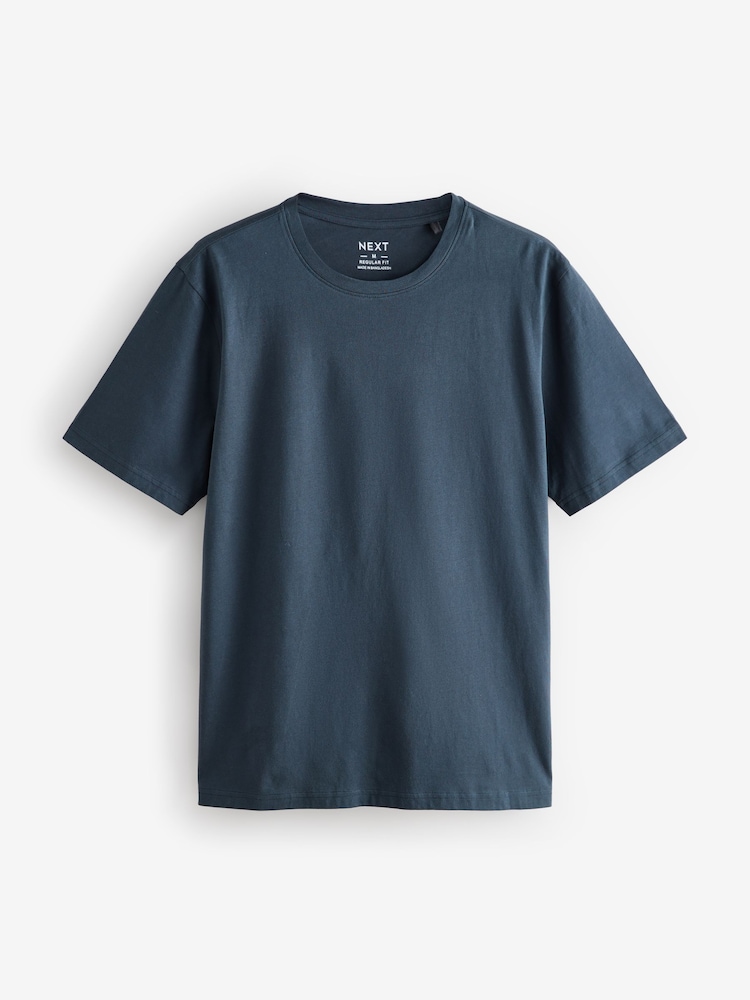 Ecru/Blue/Green/Neutral Mushroom/Grey/Stone Regular Fit Essential Cotton T-Shirts 6 Pack - Image 11 of 18