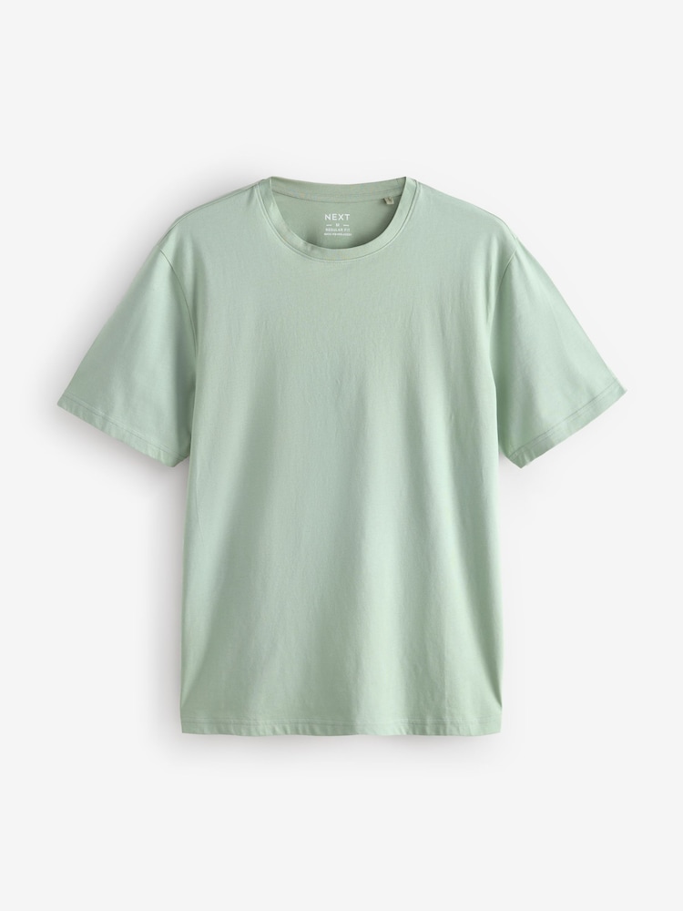 Ecru/Blue/Green/Neutral Mushroom/Grey/Stone Regular Fit Essential Cotton T-Shirts 6 Pack - Image 15 of 18
