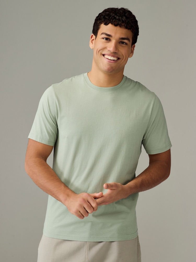 Ecru/Blue/Green/Neutral Mushroom/Grey/Stone Regular Fit Essential Cotton T-Shirts 6 Pack - Image 5 of 18