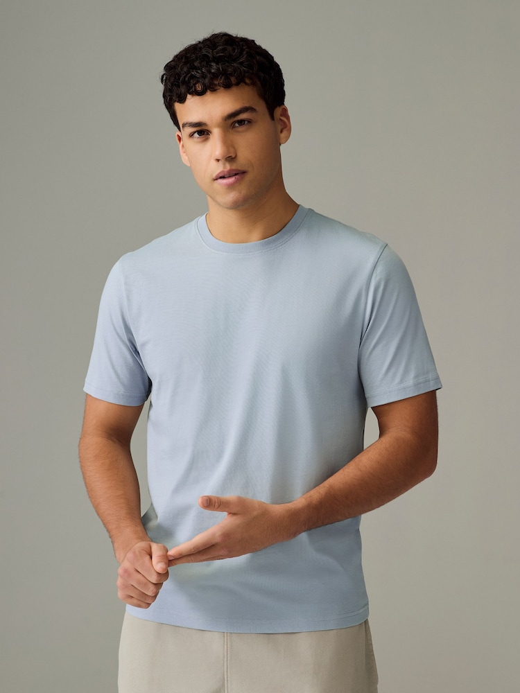 Ecru/Blue/Green/Neutral Mushroom/Grey/Stone Regular Fit Essential Cotton T-Shirts 6 Pack - Image 7 of 18