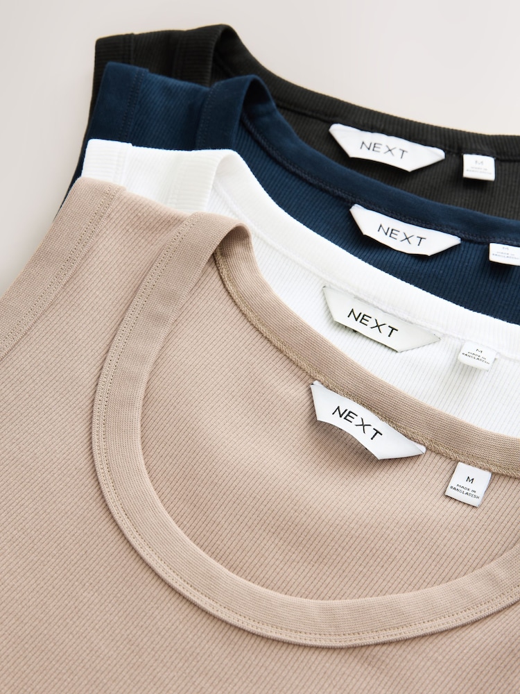Black/White/Neutral/Navy - Pack de 4 unidades de corte slim - Camiseta sin mangas de canalé - Imagen 11 de 11 Black/White/Neutral/Navy - Pack de 4 unidades de corte slim - Camiseta sin mangas de canalé - Imagen 11 de 11