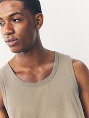 White/Black/Sage Green/Stone 100% Cotton Vests 4 Pack - Image 11 of 14