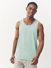 White/Black/Sage Green/Stone 100% Cotton Vests 4 Pack - Image 13 of 14