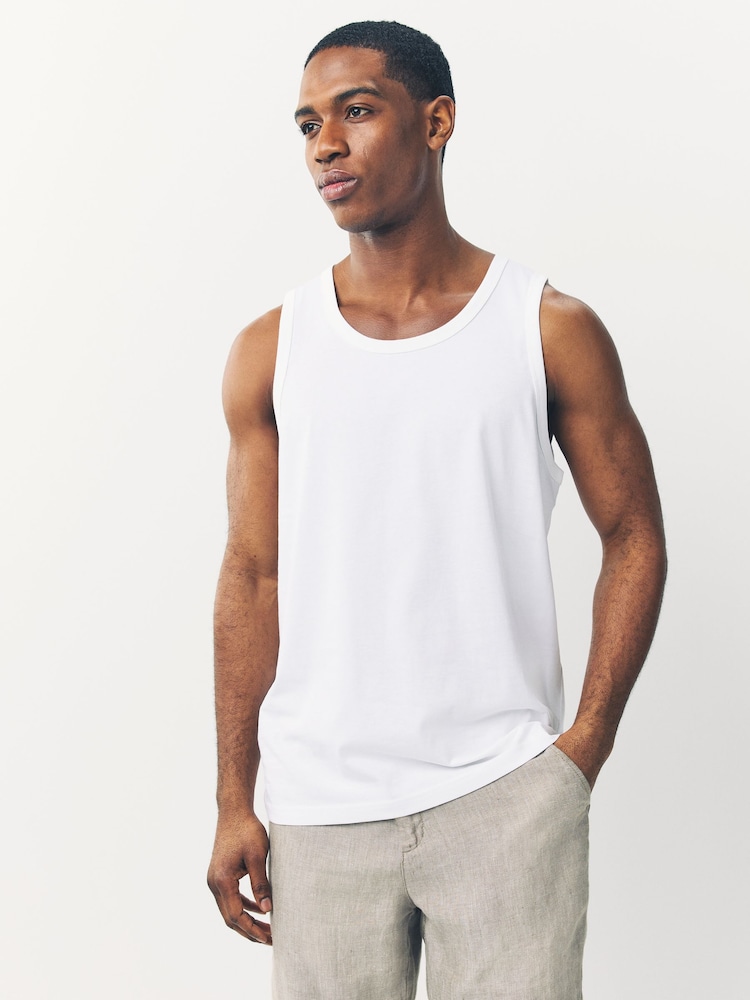 White/Black/Sage Green/Stone 100% Cotton Vests 4 Pack - Image 14 of 14