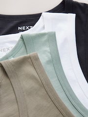 White/Black/Sage Green/Stone 100% Cotton Vests 4 Pack - Image 6 of 14