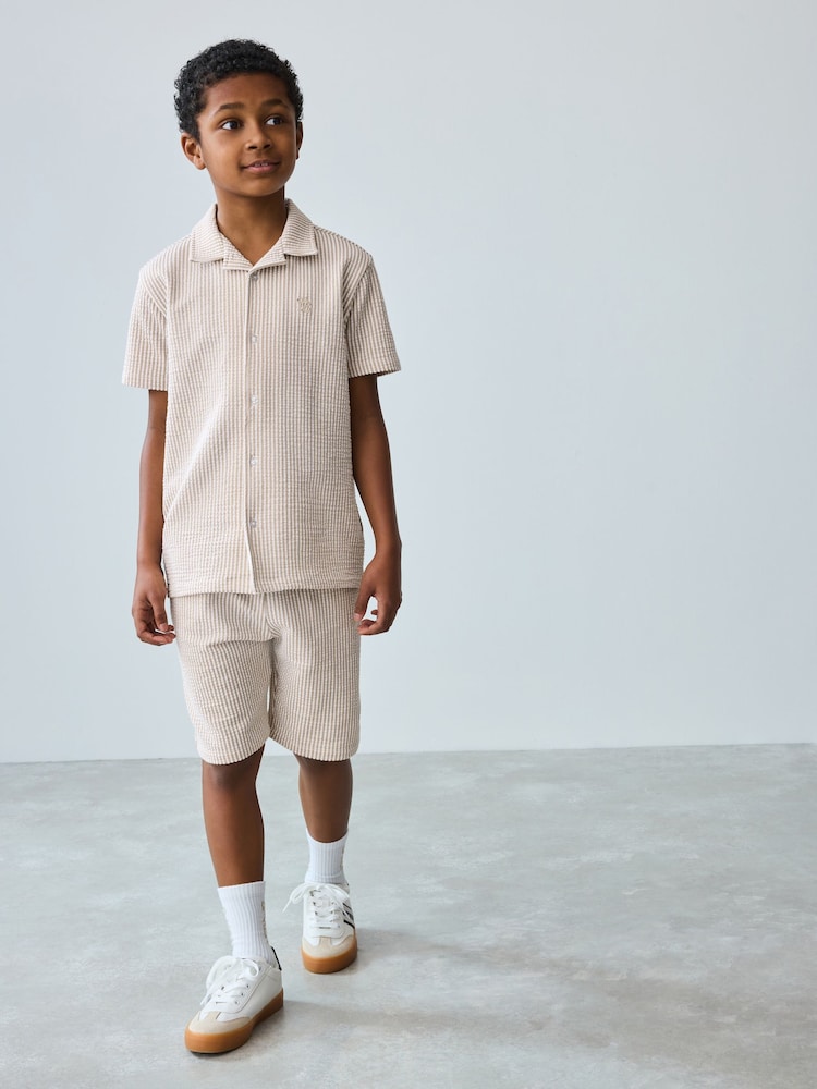 Baker by Ted Baker Stone Textured Shirt And Shorts Set - Image 2 of 12
