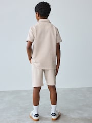 Baker by Ted Baker Stone Textured Shirt And Shorts Set - Image 4 of 12