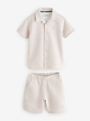 Baker by Ted Baker Stone Textured Shirt And Shorts Set - Image 7 of 12