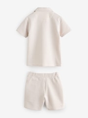 Baker by Ted Baker Stone Textured Shirt And Shorts Set - Image 8 of 12