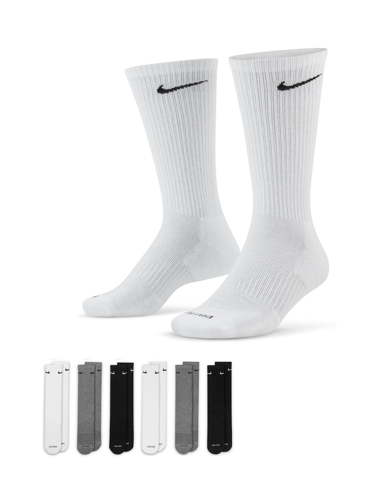 Nike Grey/White Everyday Plus Cushioned Training Crew Socks 6 Pack - Image 1 of 4