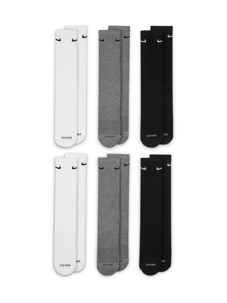Nike Grey/White Everyday Plus Cushioned Training Crew Socks 6 Pack - Image 2 of 4