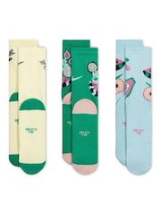 Nike Green Everyday Plus Kids Crew Socks 3 Pack - Image 3 of 4