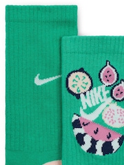 Nike Green Everyday Plus Kids Crew Socks 3 Pack - Image 4 of 4