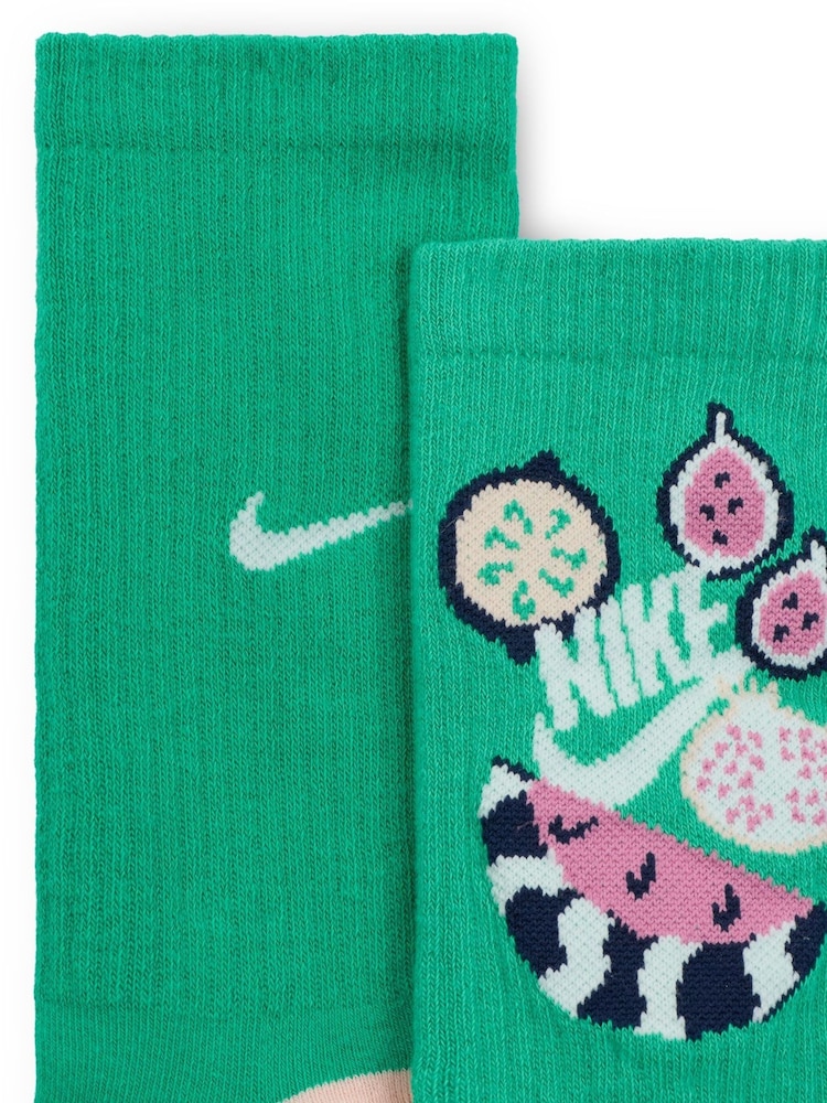 Nike Green Everyday Plus Kids Crew Socks 3 Pack - Image 4 of 4