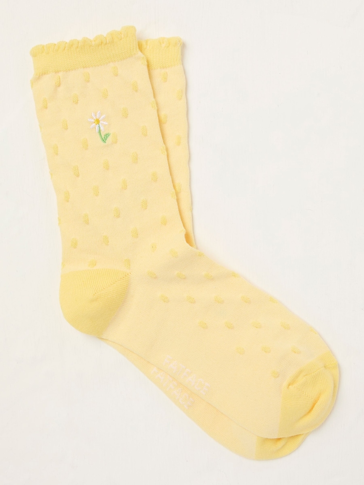 FatFace Yellow Embroidered Socks - Image 1 of 2