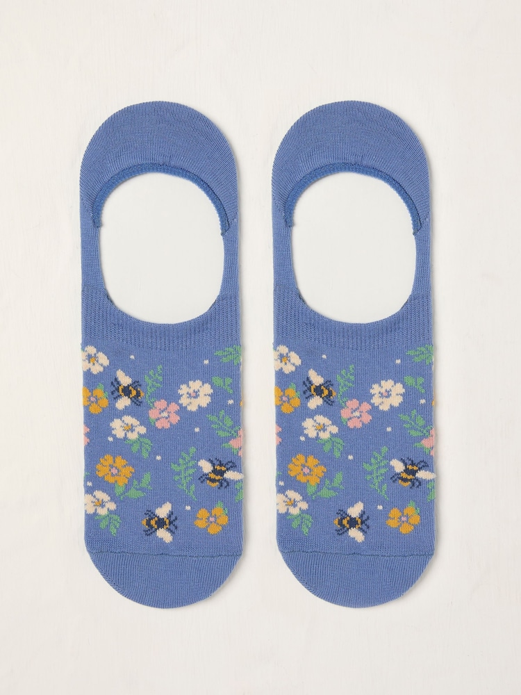 FatFace Blue Floral Bee Footsie Socks - Image 1 of 2