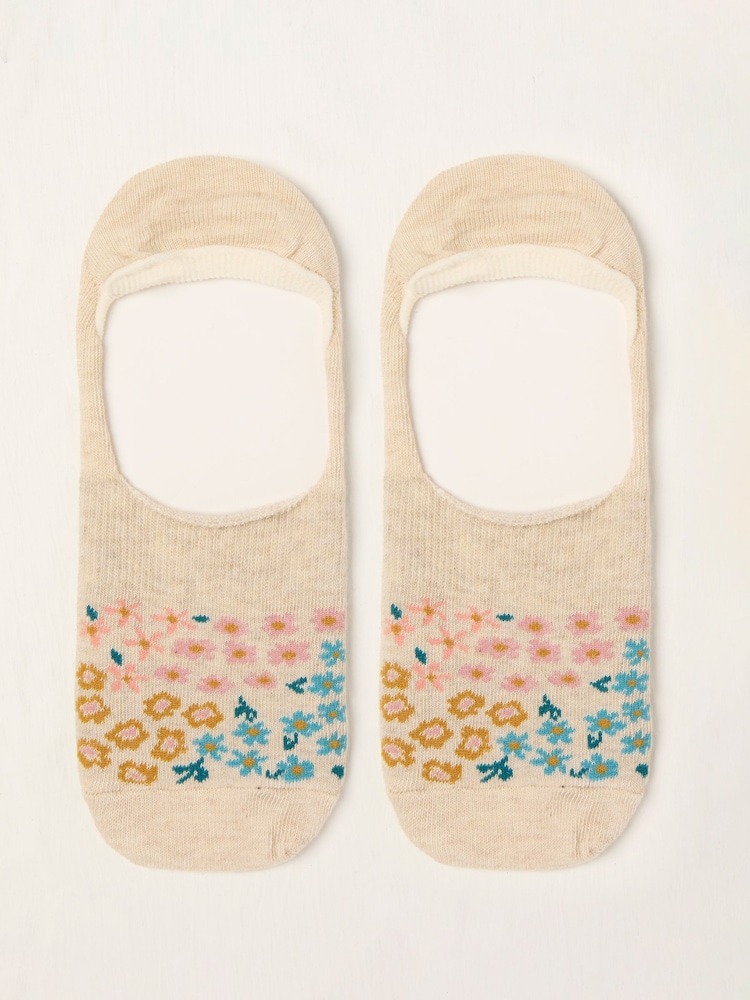 FatFace Oatmeal Floral Footsie Socks - Image 1 of 2