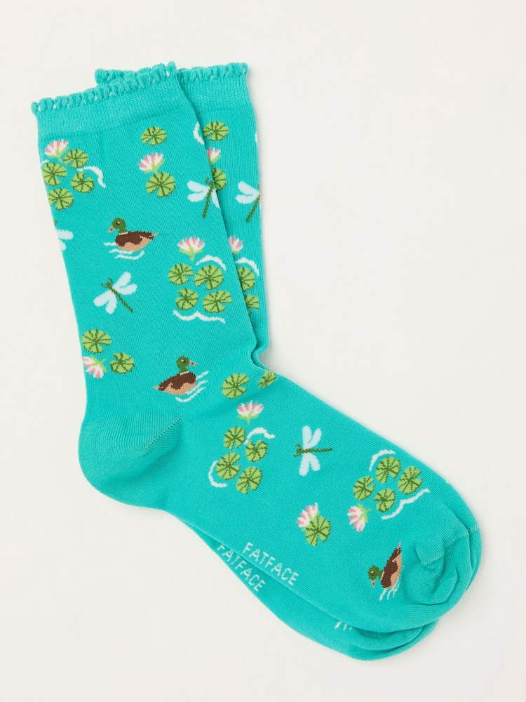 FatFace Teal Blue Lilypad Socks - Image 1 of 2