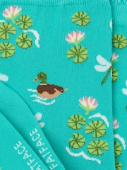 FatFace Teal Blue Lilypad Socks - Image 2 of 2