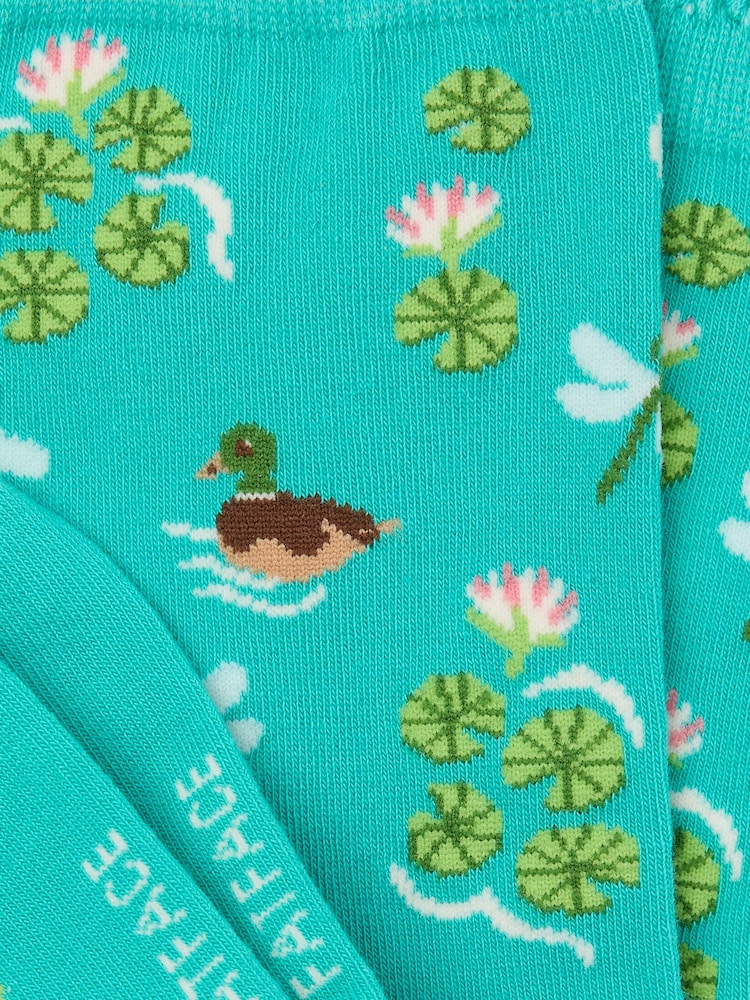 FatFace Teal Blue Lilypad Socks - Image 2 of 2