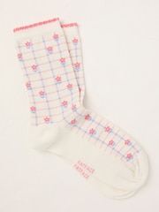FatFace White Gingham Floral Socks - Image 1 of 2