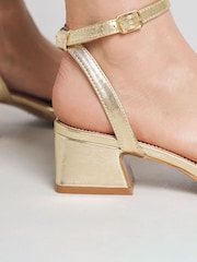 Simply Be Gold Wide Fit Plisse Bow Low Occasion Heels In Wide Fit - Image 4 of 4