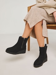 Simply Be Wide Fit Zip Detail Wedge Ankle Boots - Image 1 of 4