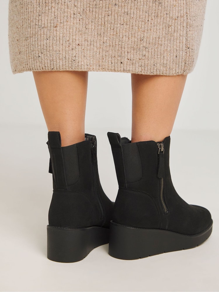 Simply Be Wide Fit Zip Detail Wedge Ankle Boots - Image 3 of 4