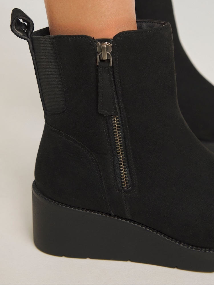 Simply Be Wide Fit Zip Detail Wedge Ankle Boots - Image 4 of 4
