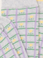 FatFace Grey Check Tulip Socks - Image 2 of 2
