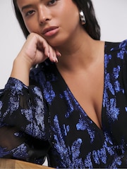 Simply Be Black Jacquard Smock Dress - Image 4 of 4