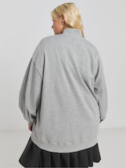 Simply Be Grey Colorado Zip Neck Sweatshirt - Image 2 of 4