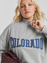 Simply Be Grey Colorado Zip Neck Sweatshirt - Image 3 of 4