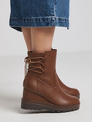 Simply Be Natural Wide Fit Lace Back Detail Wedge Ankle Boots - Image 1 of 4