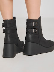 Simply Be Black Ankle Wedge Boots In Extra Wide Fit - Image 2 of 4