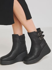 Simply Be Black Ankle Wedge Boots In Extra Wide Fit - Image 3 of 4
