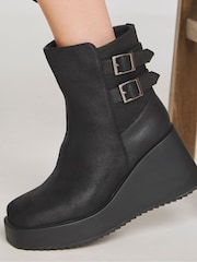 Simply Be Black Ankle Wedge Boots In Extra Wide Fit - Image 4 of 4