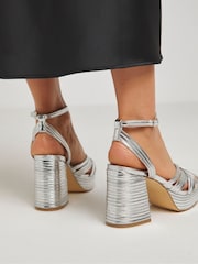 Simply Be Silver Wide Fit Feature Platform Heels - Image 2 of 4