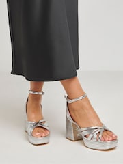 Simply Be Silver Wide Fit Feature Platform Heels - Image 3 of 4