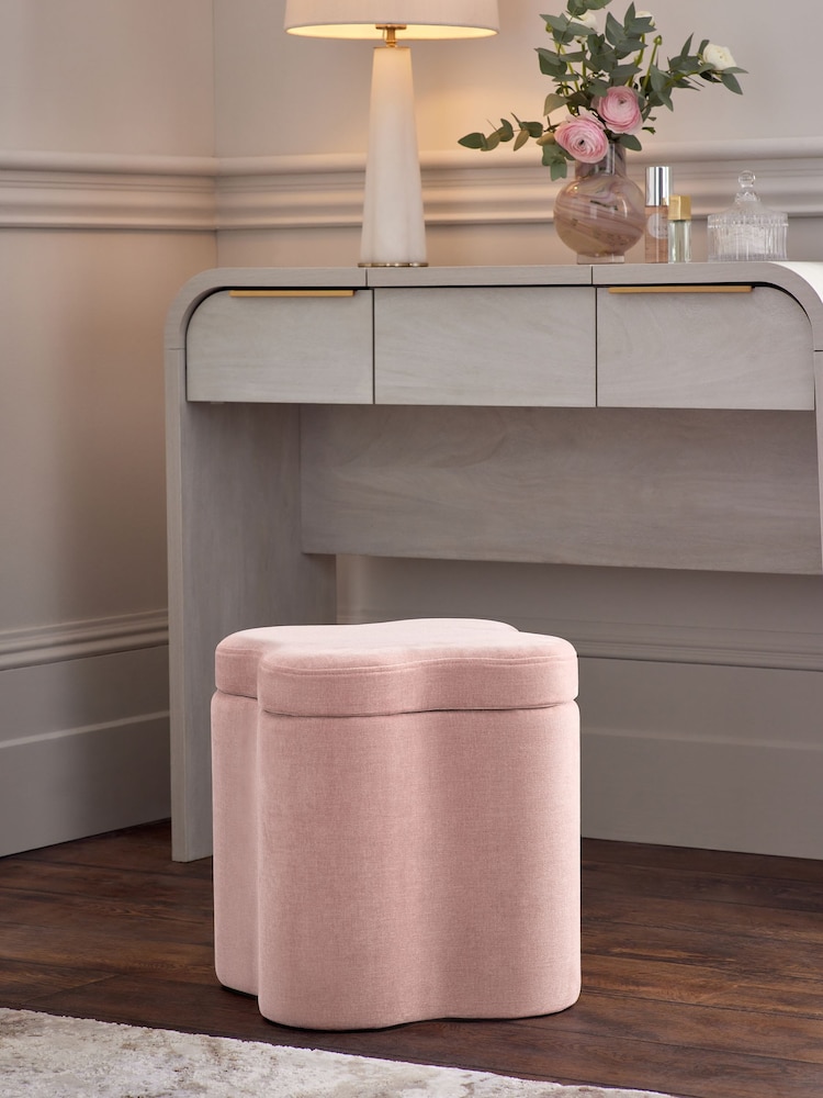 Opulent Chenille Light Pink Wave Storage Stool - Image 1 of 6