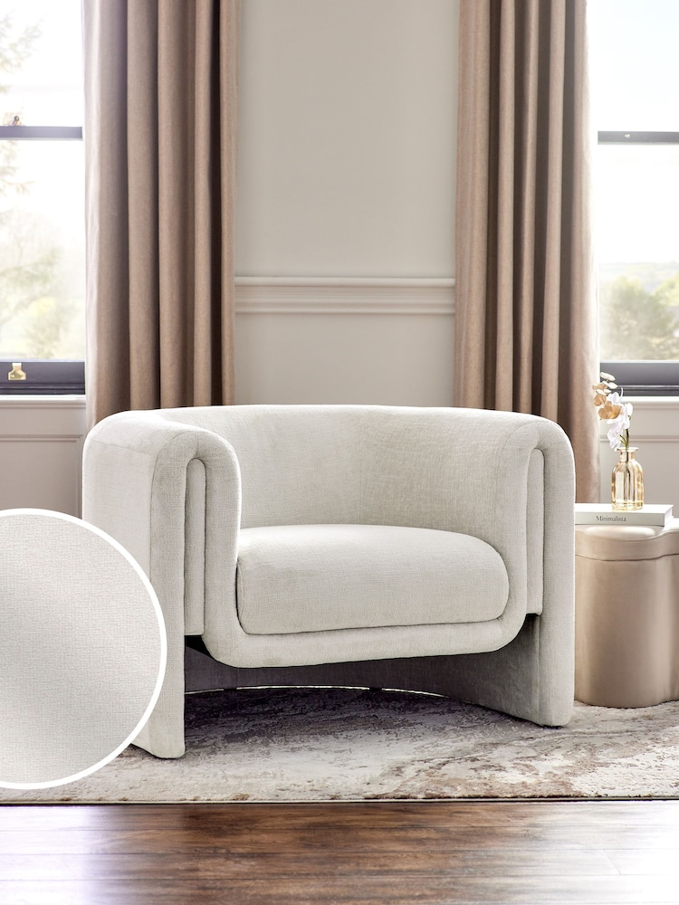 Plush Chenille Oyster Rana Accent Chair - Image 1 of 9