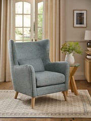 Chunky Marl Mid Blue Pendry Grande Highback Armchair - Image 1 of 1