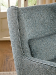 Chunky Marl Mid Blue Pendry Grande Highback Armchair - Image 2 of 9