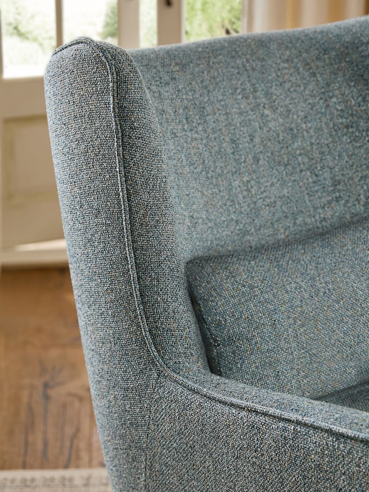 Chunky Marl Mid Blue Pendry Grande Highback Armchair - Image 2 of 9