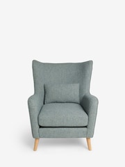 Chunky Marl Mid Blue Pendry Grande Highback Armchair - Image 4 of 9