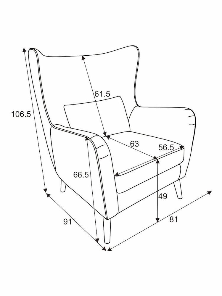 Chunky Marl Mid Blue Pendry Grande Highback Armchair - Image 9 of 9