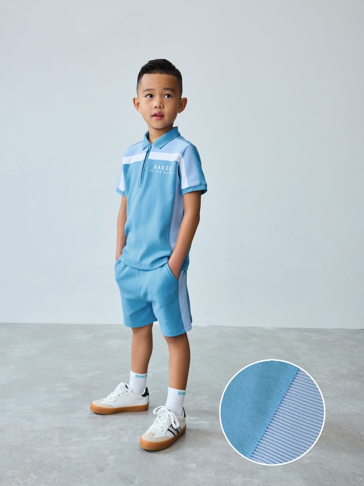 Baker by Ted Baker Blue Polo Shirt and Shorts Set - Image 1 of 10