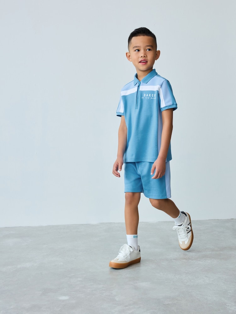 Baker by Ted Baker Blue Polo Shirt and Shorts Set - Image 2 of 10